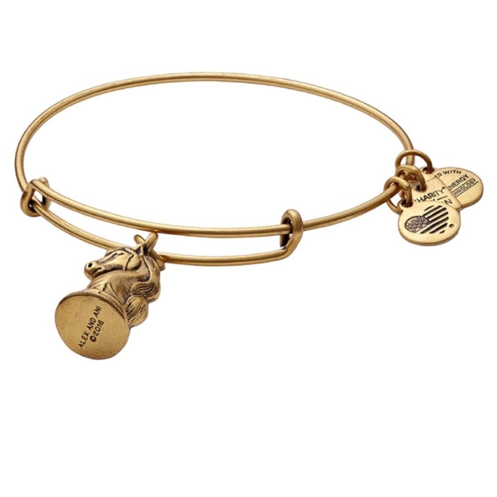 Alex & Ani The KNIGHT Chess Game Piece adjustable bracelet NWT Gold tone